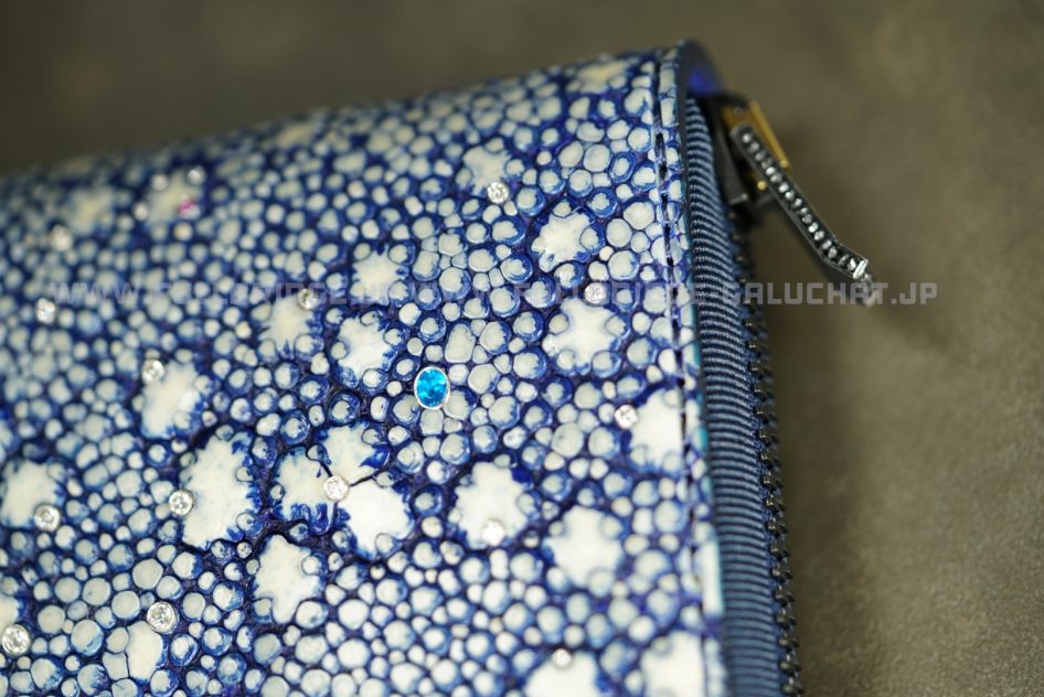 世界初・世界最高級・世界一高い財布・世界一高額な財布・メンズ財布・イバラエイ面ダイヤモンド(VS1 up)91p x 色石(ブルー,ピンク